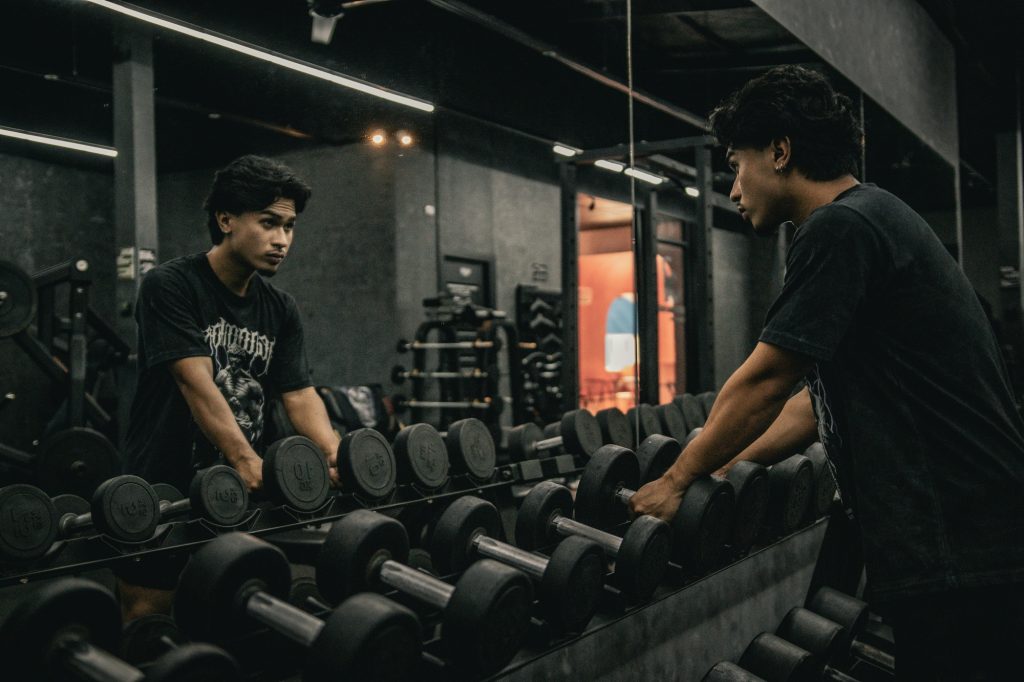 a man training
