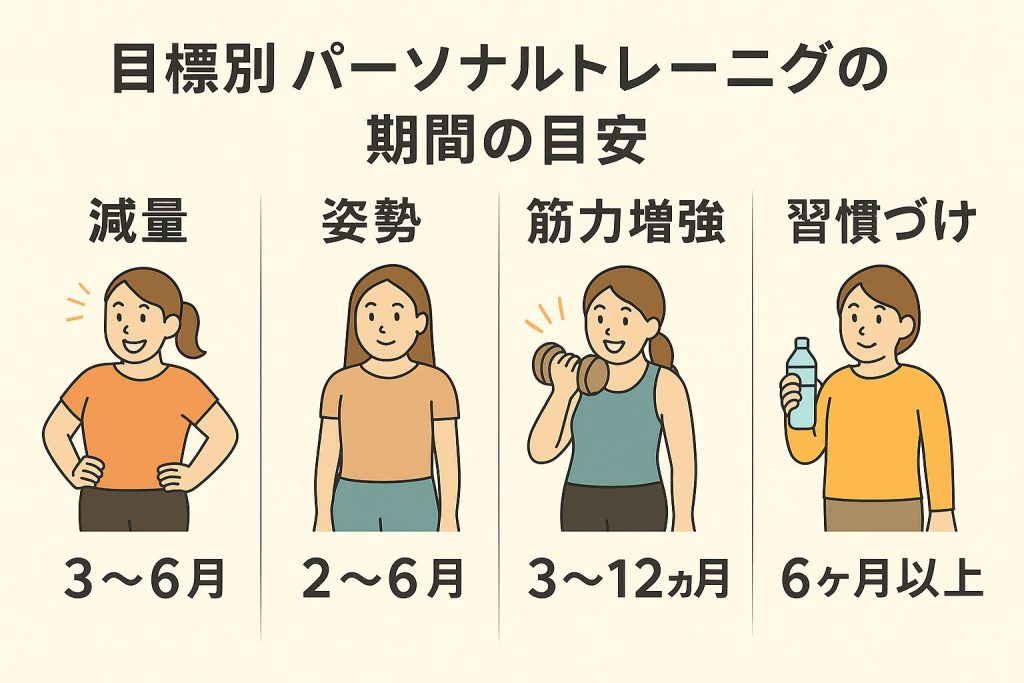 目標別　パーソナルトレーニングの期間の目安