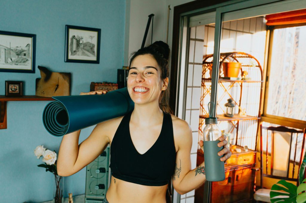a woman looking forward to going to the gym