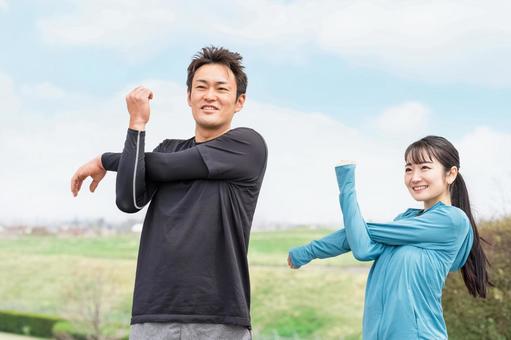 ウォーキングやストレッチで血流を改善し代謝を回復するイメージ