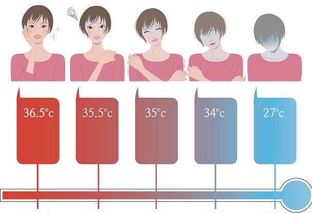 「体温による健康状態の変化を示すイラスト」