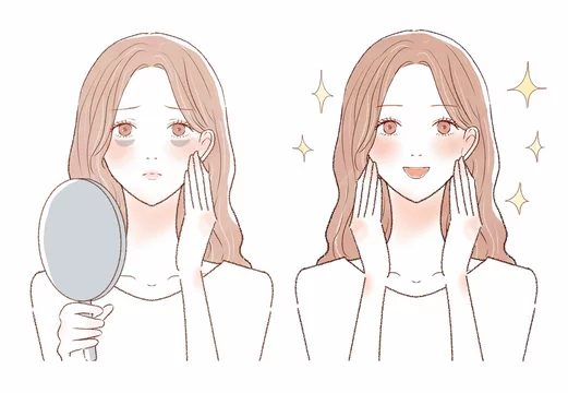 冬に肌の調子が悪い状態と整った状態を比較したイラスト